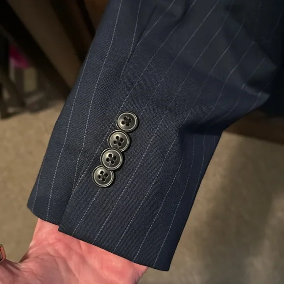Classic Joseph Abboud Navy Blue Pinstripe Suit - Picture 5 of 9